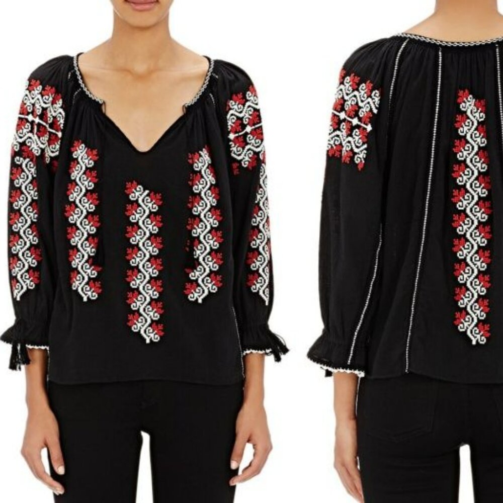 Ulla Johnson Ophelia Peasant Boho Embroidered Top Size 6
